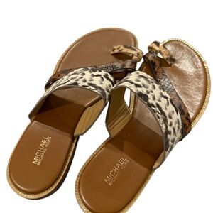 Michael Kors Snake Print Leather Sandals | Block Heel | Size 9.5